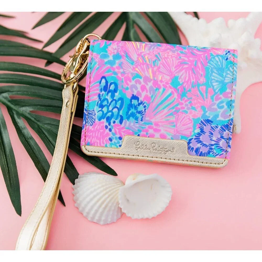 ID Card Case Faux Leather Slim Wallet Keychain Wristlet Travel Gift